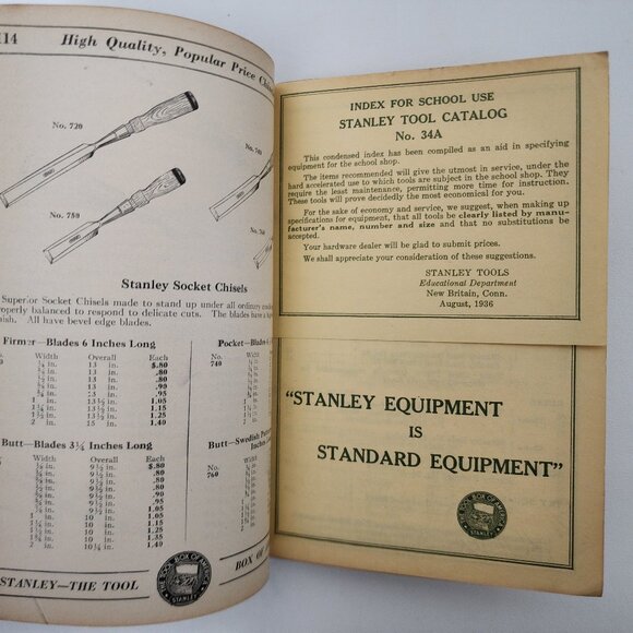 STANLEY TOOLS Catalogue No34A July 1936Ed for CARPENTERS & MECHANICS - Picture 4 of 7